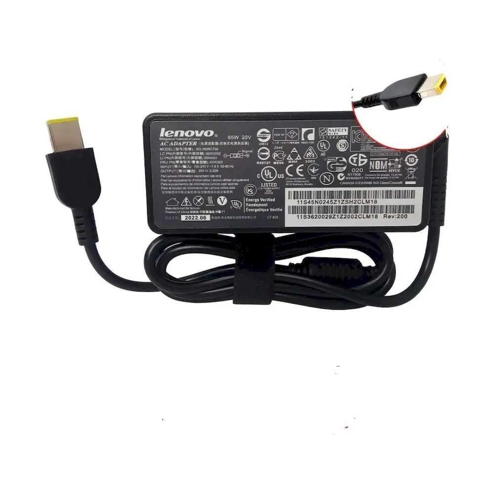 Cargador Lenovo generico Punta Usb cuadrada amarilla - 20v - 3.25a - 65w Color Negro - Vista 4