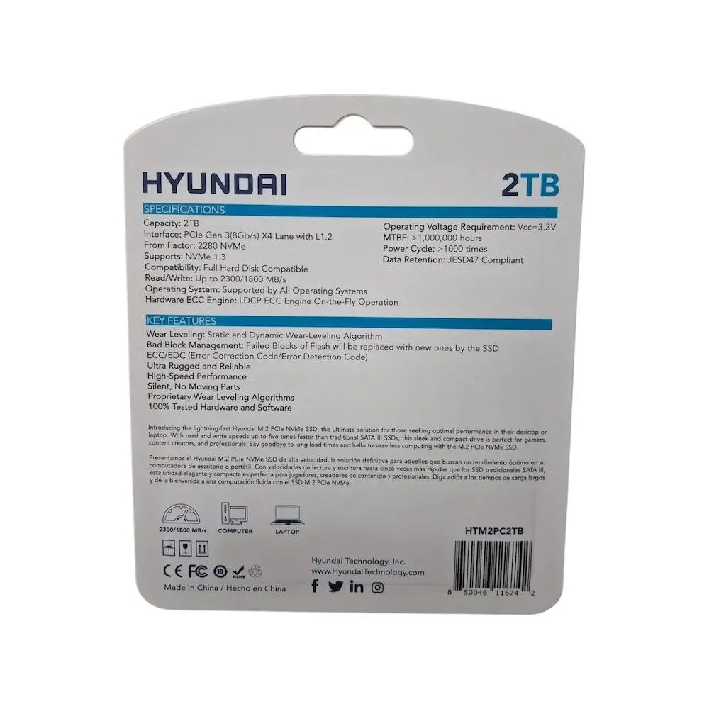 DISCO SSD HYUNDAI HTM2PC2TB M.2 NVME 2TB PCIe Gen3 x4 LECURA 2300MBS - Vista 3